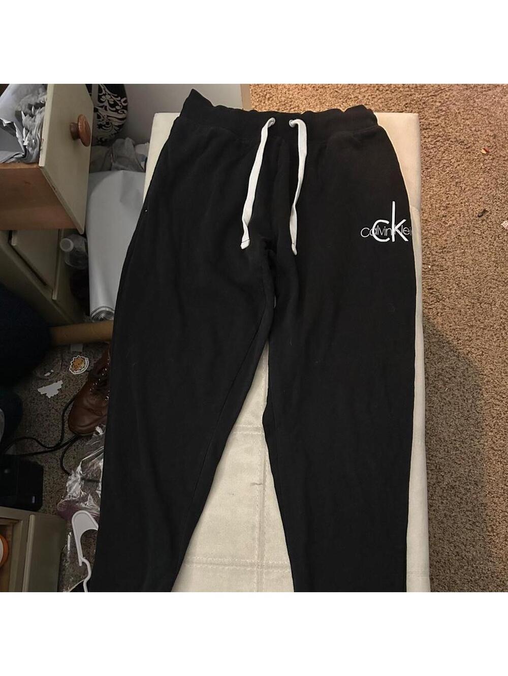 Calvin Klein black joggers with CK logo, size S